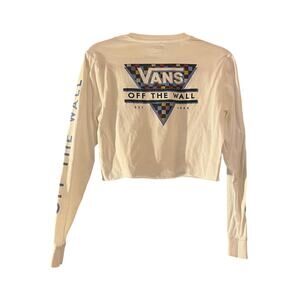 VANS Off The Wall Cropped Long Sleeve Shirt Logo XS Cotton Streetwear Skater